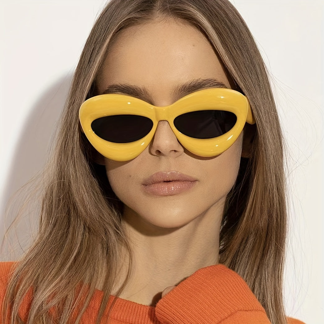Cat Eye Sunglasses Men Women UV400 Thick Frame Wrap Around Glasses