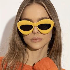 Cat Eye Sunglasses Men Women UV400 Thick Frame Wrap Around Glasses