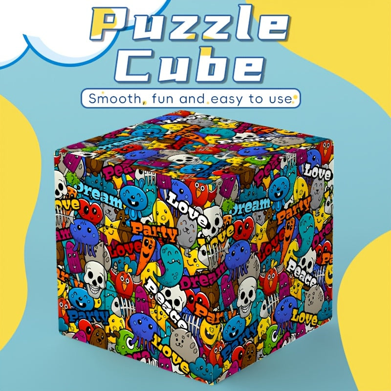Colorful 3x3 Cube Puzzle Graffiti Art Toy for Christmas Halloween