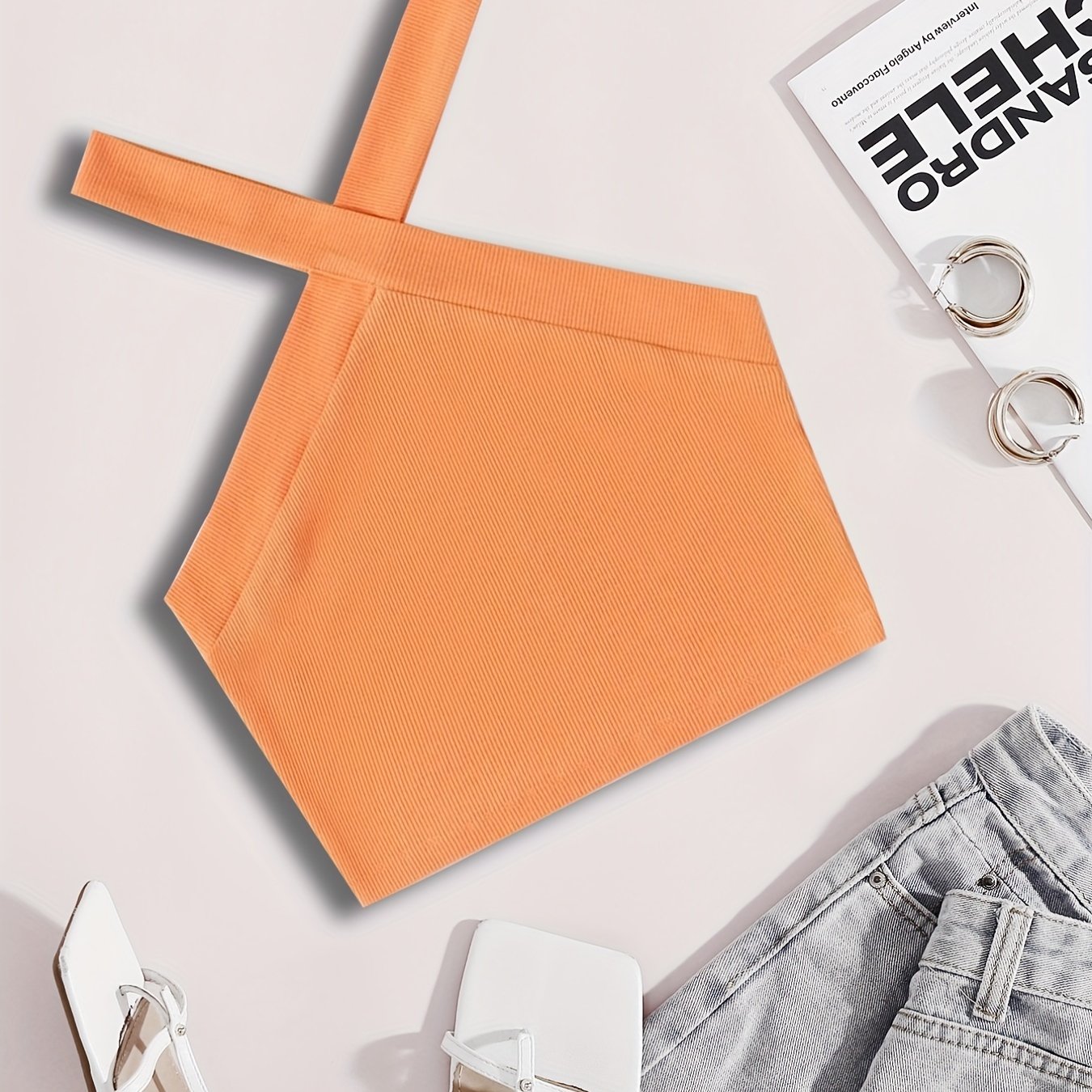 Solid Halter Crop Top for Summer & Spring