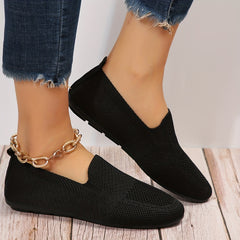 Women's Knit Mesh Slip On Flat Shoes Lightweight & Comfortable