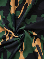 Camo Print Side Split Dress Short Sleeve Casual Dress Spring Summer