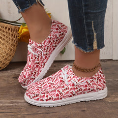 Women's Letter Pattern Skate Shoes Flat Lightweight Lace Up