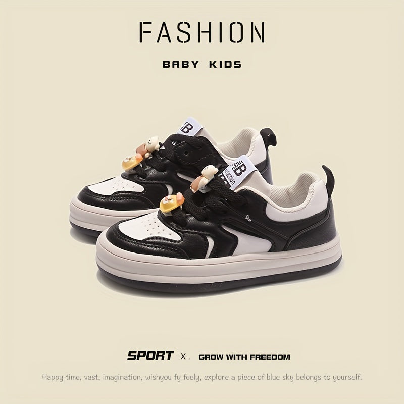 Cartoon Bear Charm Girls Skate Shoes Lightweight Outdoor Sneakers