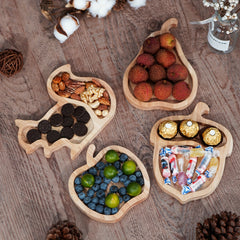 Cute Squirrel Wooden Snack Tray for Fruits and Snacks