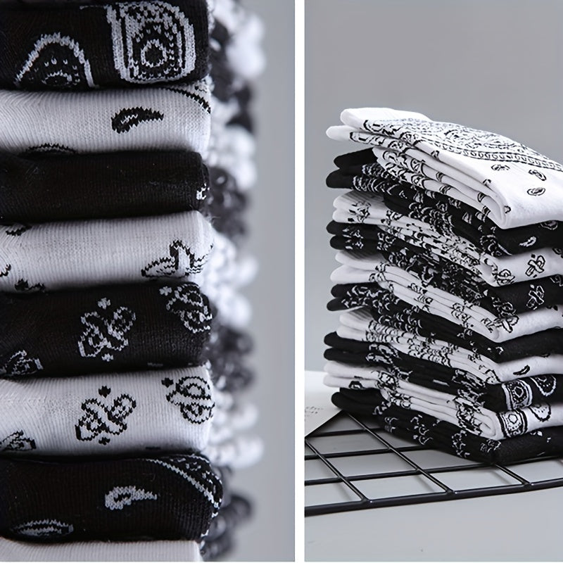 2 Pairs Men's Paisley Crew Socks - Comfy Casual Socks for Outdoor All Seasons
