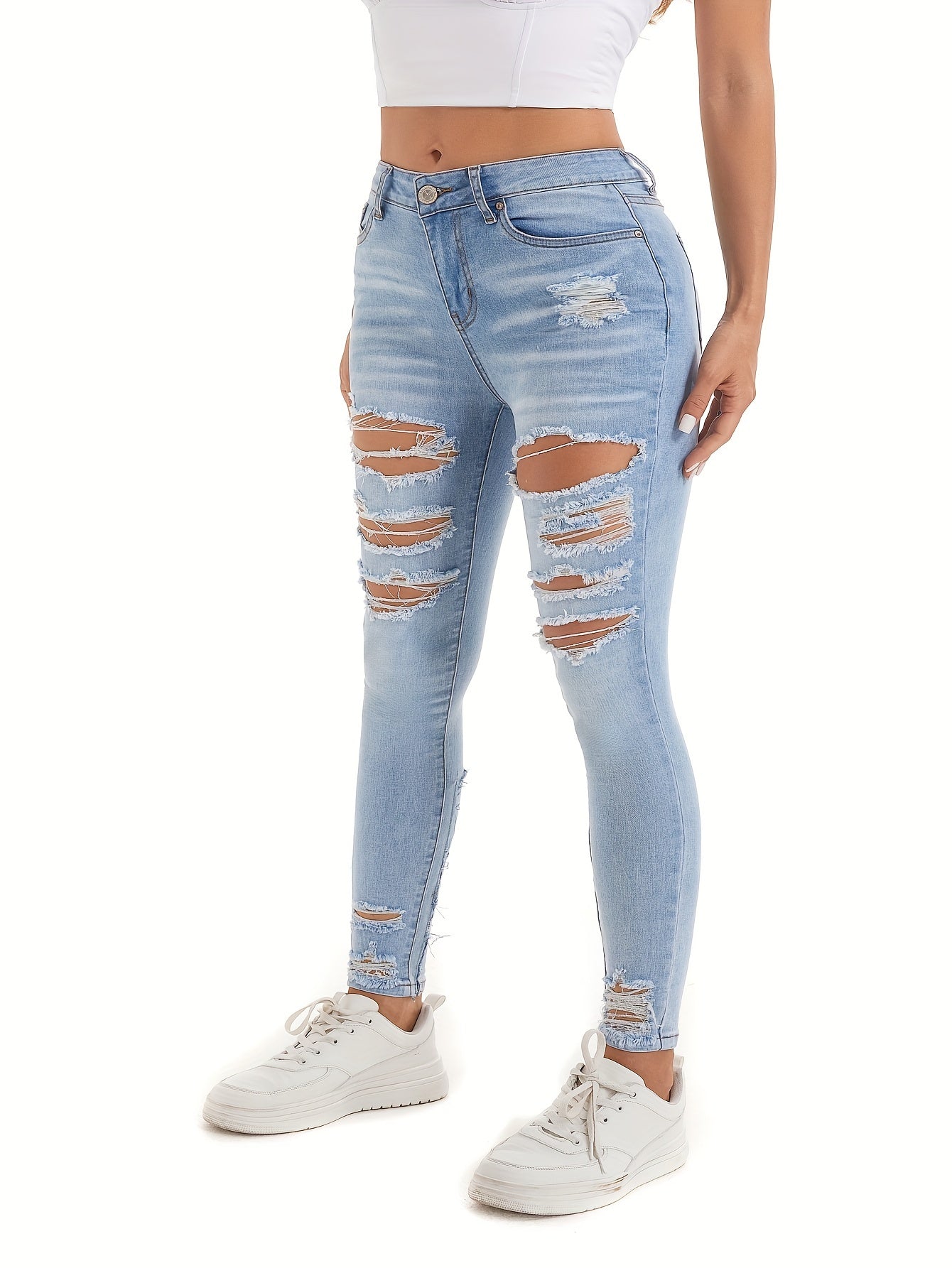 Ripped High Rise Skinny Jeans