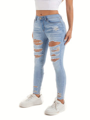 Ripped High Rise Skinny Jeans