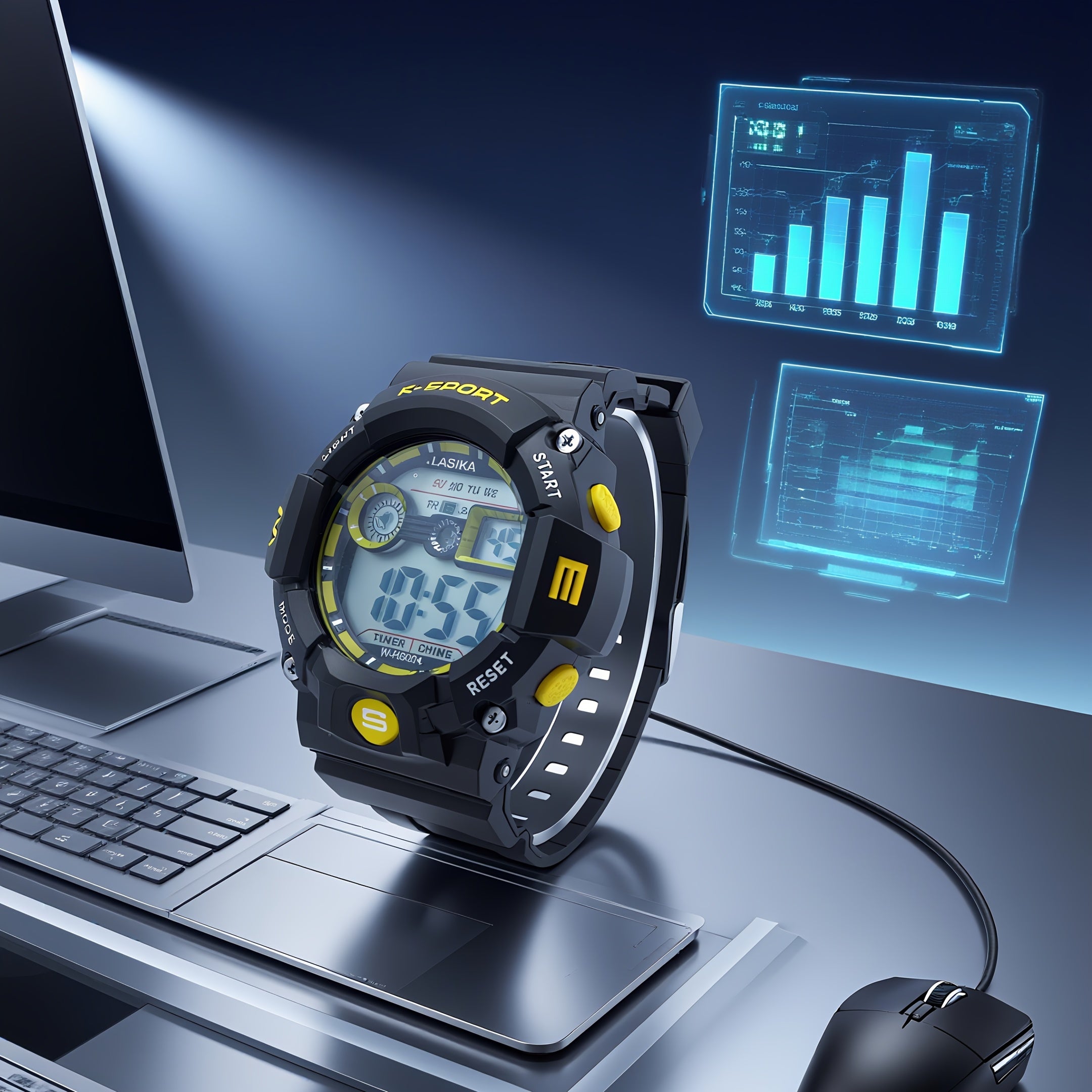 Boys' Wristwatch Student Watch Alarm Clock Fitness Swimming Waterproof Timer