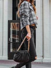 Plaid Print Button Front Jacket Outerwear Women's Clothing