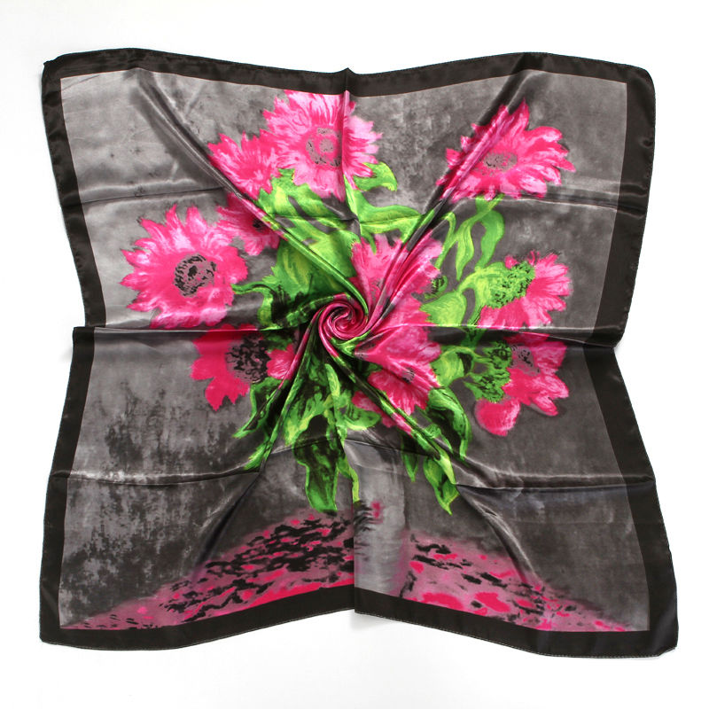 Print Silk Satin Scarf Female Shawls Head Scarf For Ladies