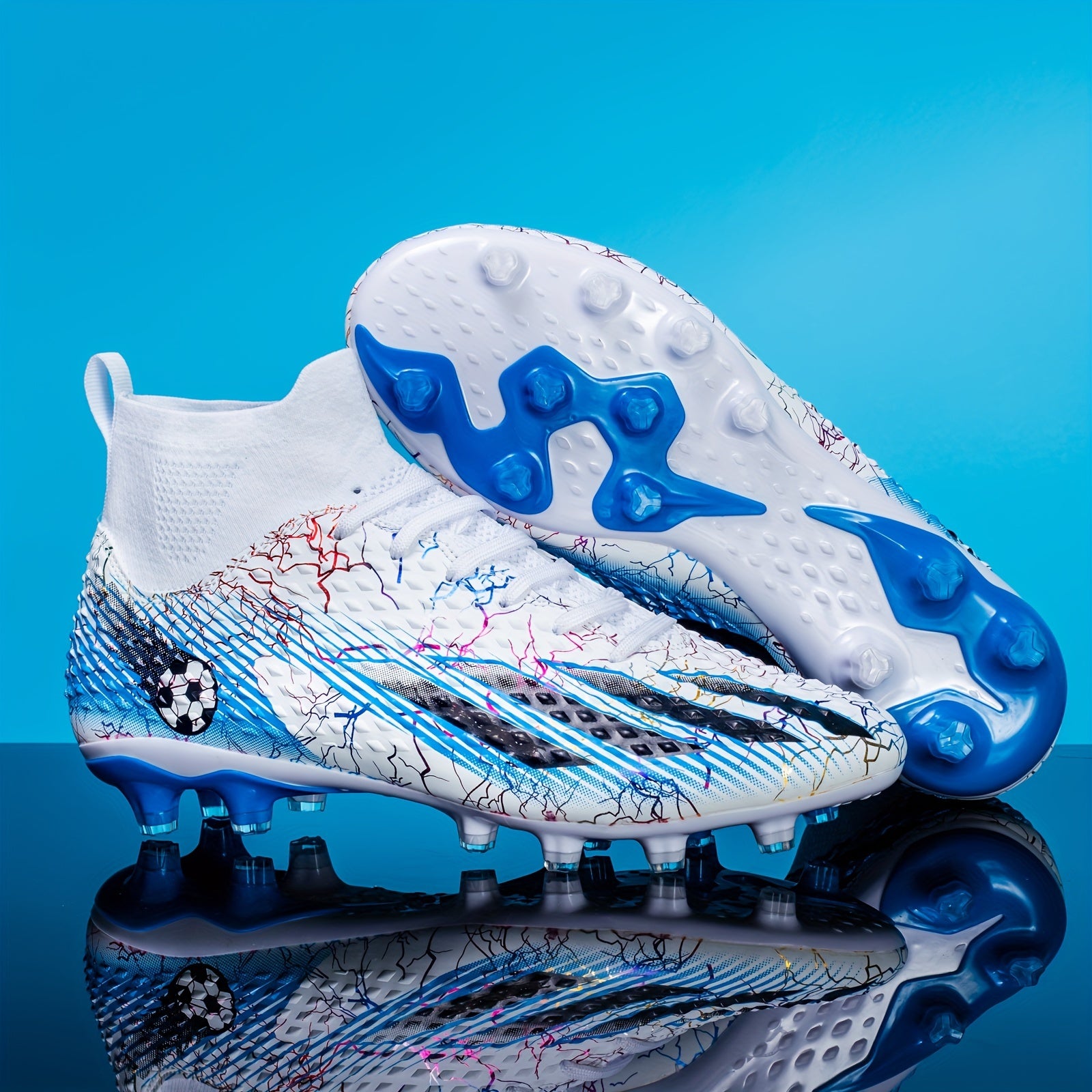 Boy's High Top Spiked Football Cleat Non Slip Soccer Shoe