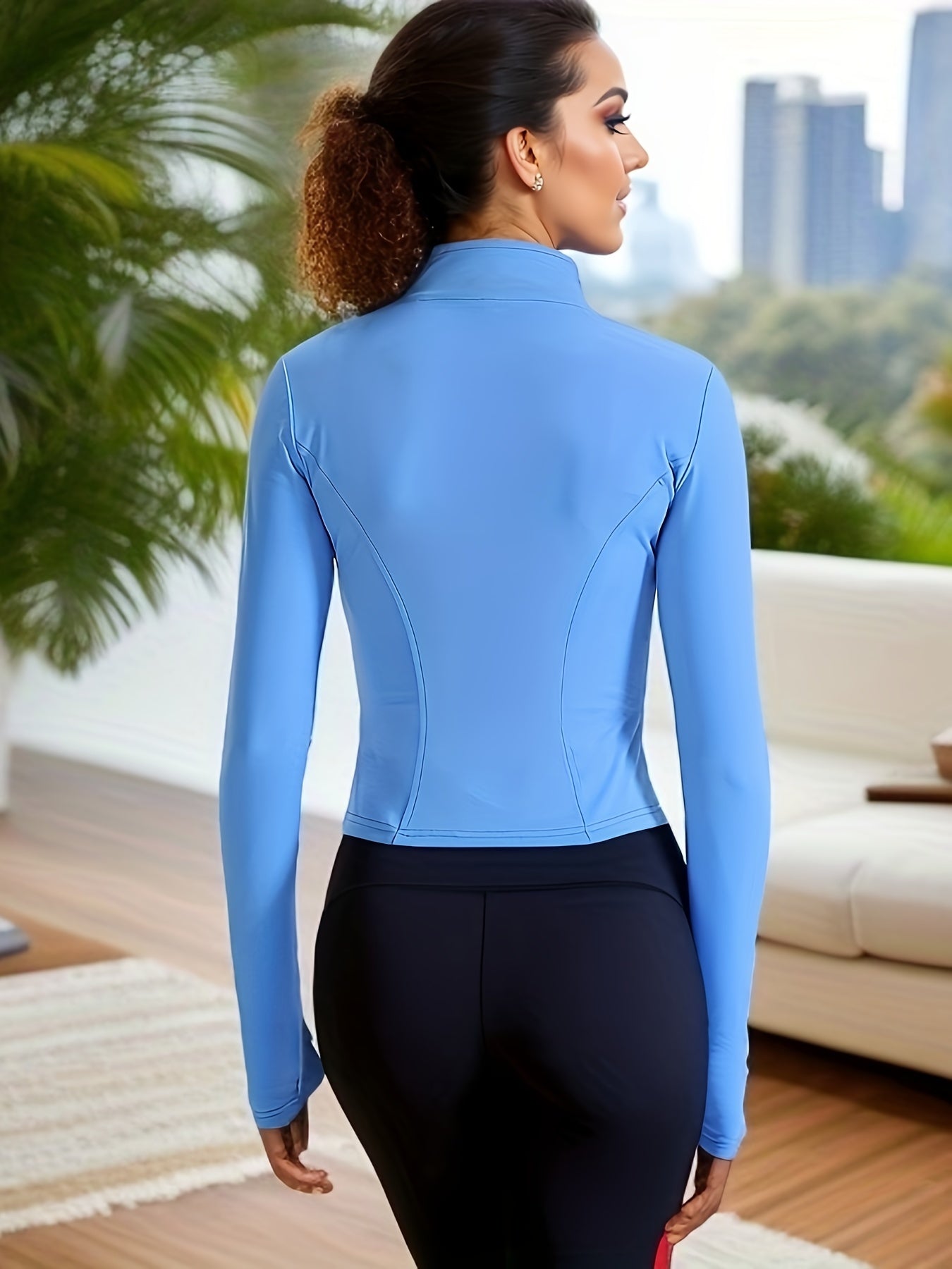 Women's Slim Fit Full Zip Yoga Jacket with Thumb Hole