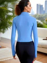 Women's Slim Fit Full Zip Yoga Jacket with Thumb Hole