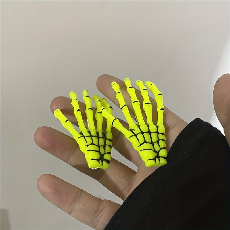 2pcs Y2K Skull Hand Hair Clip Set Gothic Hair Accessories