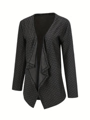Plaid Print Casual Open Front Long Sleeve Jacket
