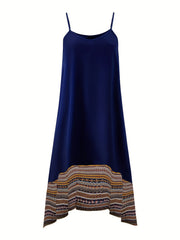 Ethnic Print Splicing Dress Boho Summer Dress Women's Clothing
