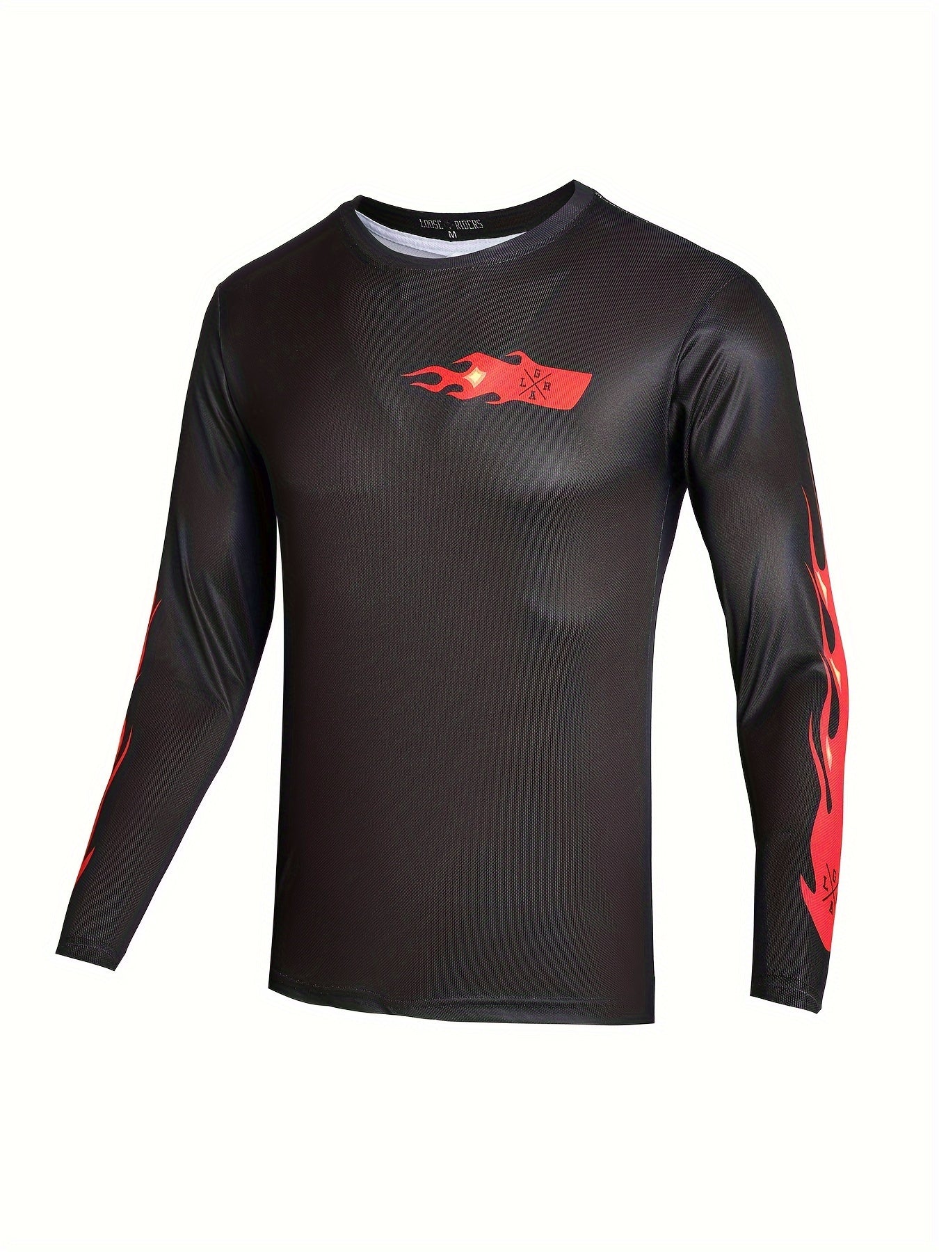 Men's Fire Pattern Long Sleeve Motorcycle T-shirt