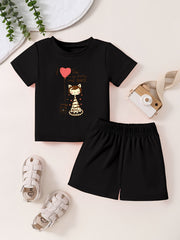 Toddler Kid 2pcs Bottoming Set Short Sleeve T shirt & Matching Shorts