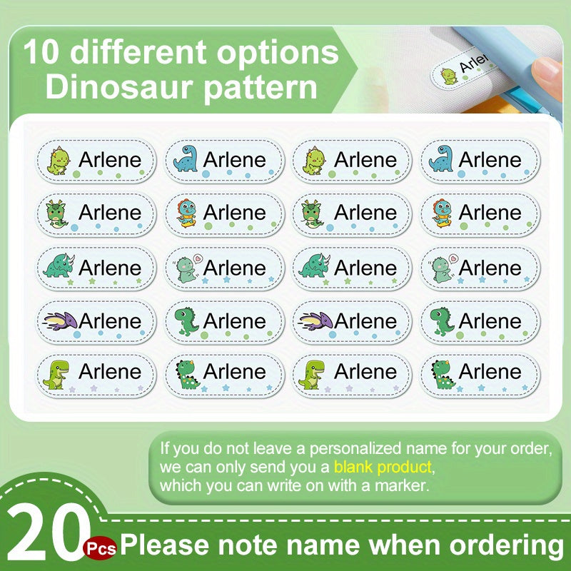 Dinosaur Custom Name Stickers - Waterproof - Medium Size