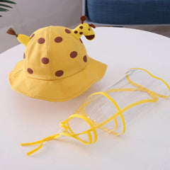Kids Cartoon Giraffe Bucket Hat with Mask