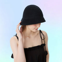 Knitted Bucket Hat Casual Sunshade Basin Hat Vintage Cloche Hats