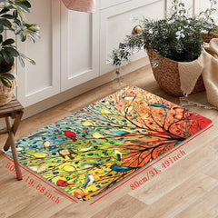 Colorful Tree Anti Fatigue Kitchen Mat, Washable Absorbent Entrance Doormat
