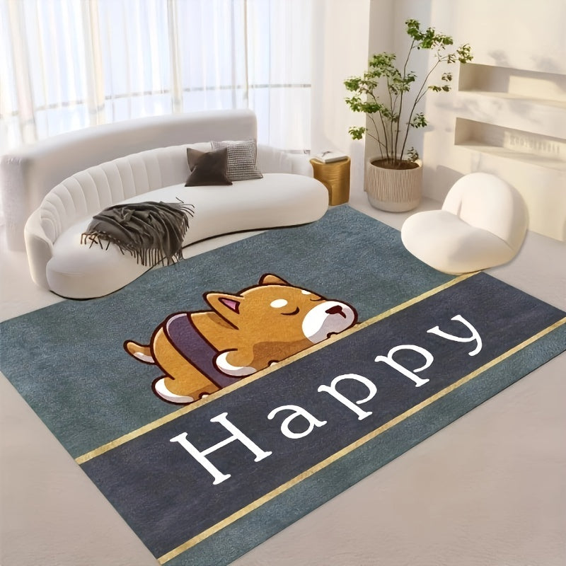 Dog Pattern Shaggy Area Rug Waterproof Throw Rugs