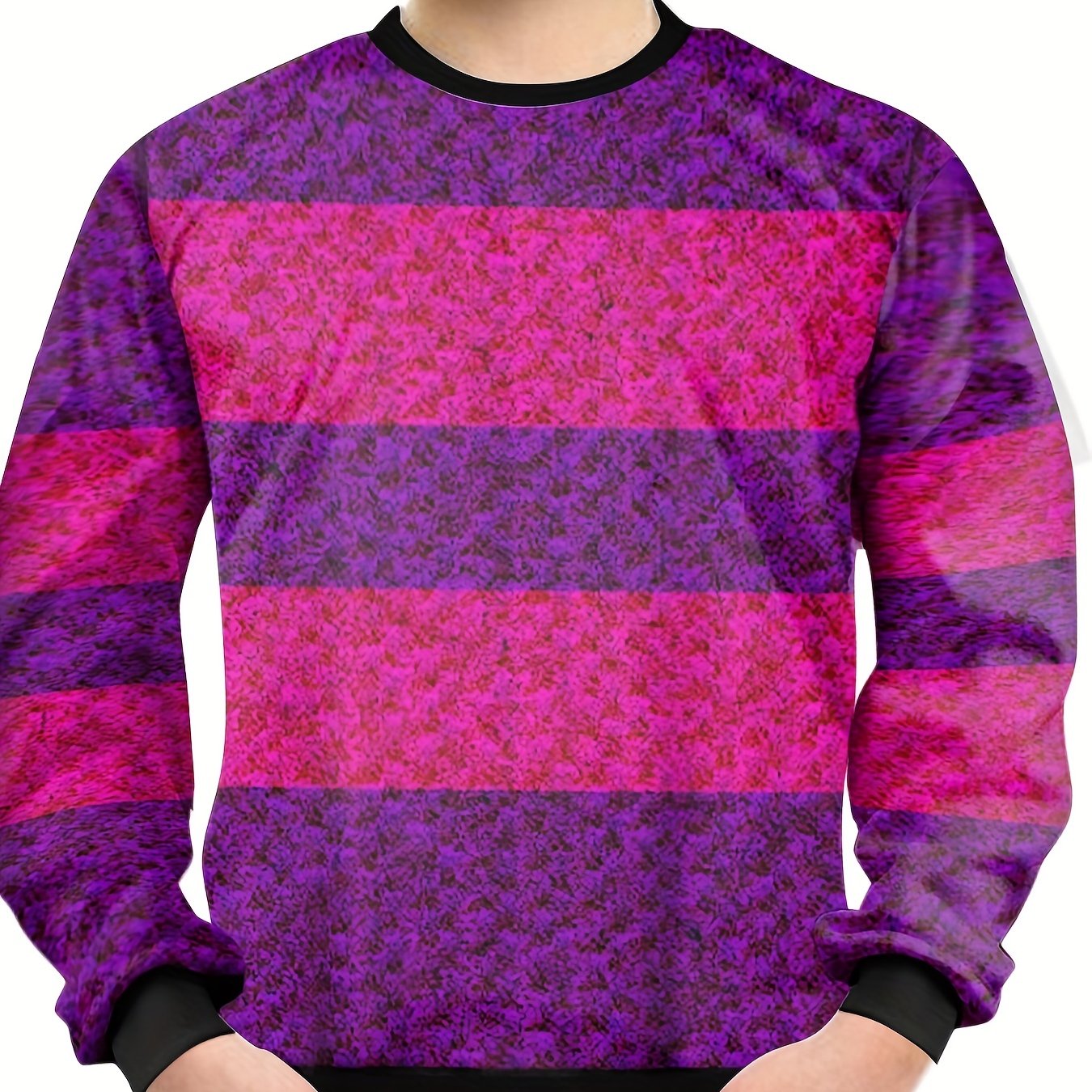 Purple Stripe Pattern Kid's Sweatshirt Unisex Pullover Long Sleeve Top