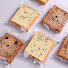 100pcs Cartoon Toast Bags - Large Capacity Portable Bread Treat Bags