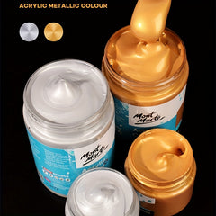 Metallic Acrylic Paint 100ml 3 38oz Bottles Rich Pigments Non Toxic Paint