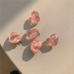 5pcs Pink Hair Clip Set Bow Camellia Peach Heart Edge Clip Hair Accessories