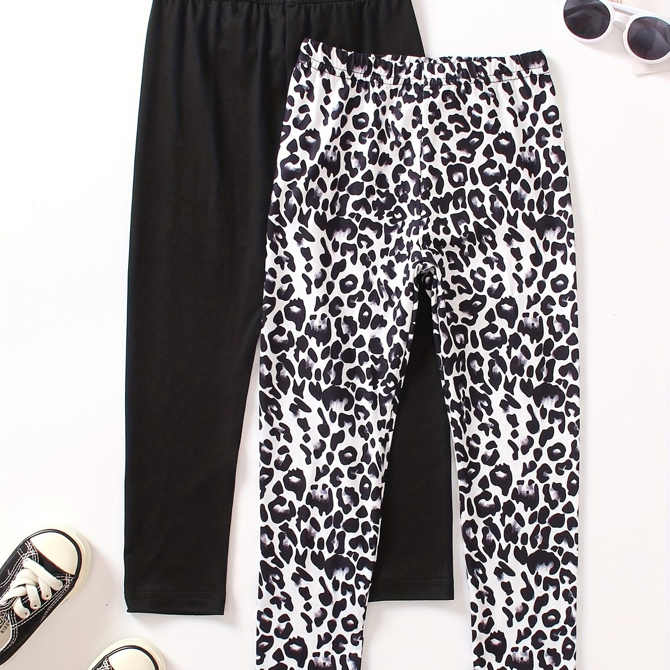 Girl's High Waisted Leopard Legging Set