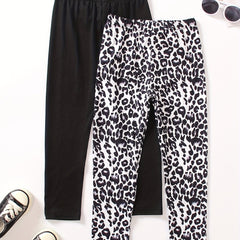 Girl's High Waisted Leopard Legging Set