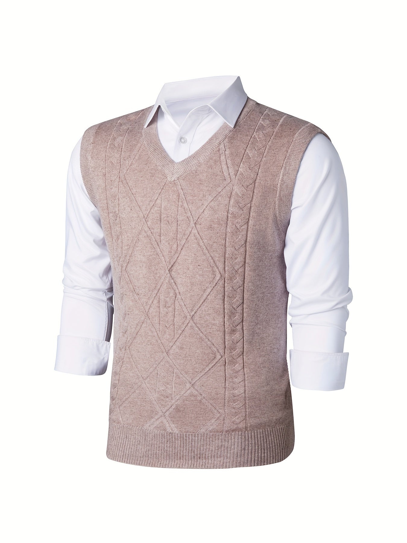 Men's V Neck Cable Knit Sweater Vest