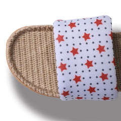 Star Pattern Slippers Causal Open Toe Pin Dots Print Flat Linen Shoes