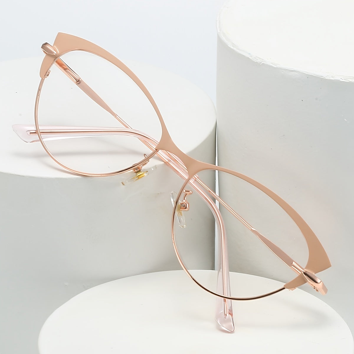 Light Blocking Glasses Cat Eye Clear Lens Anti Eyestrain Computer Metal Glasses