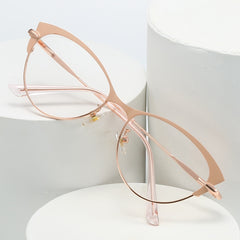 Light Blocking Glasses Cat Eye Clear Lens Anti Eyestrain Computer Metal Glasses