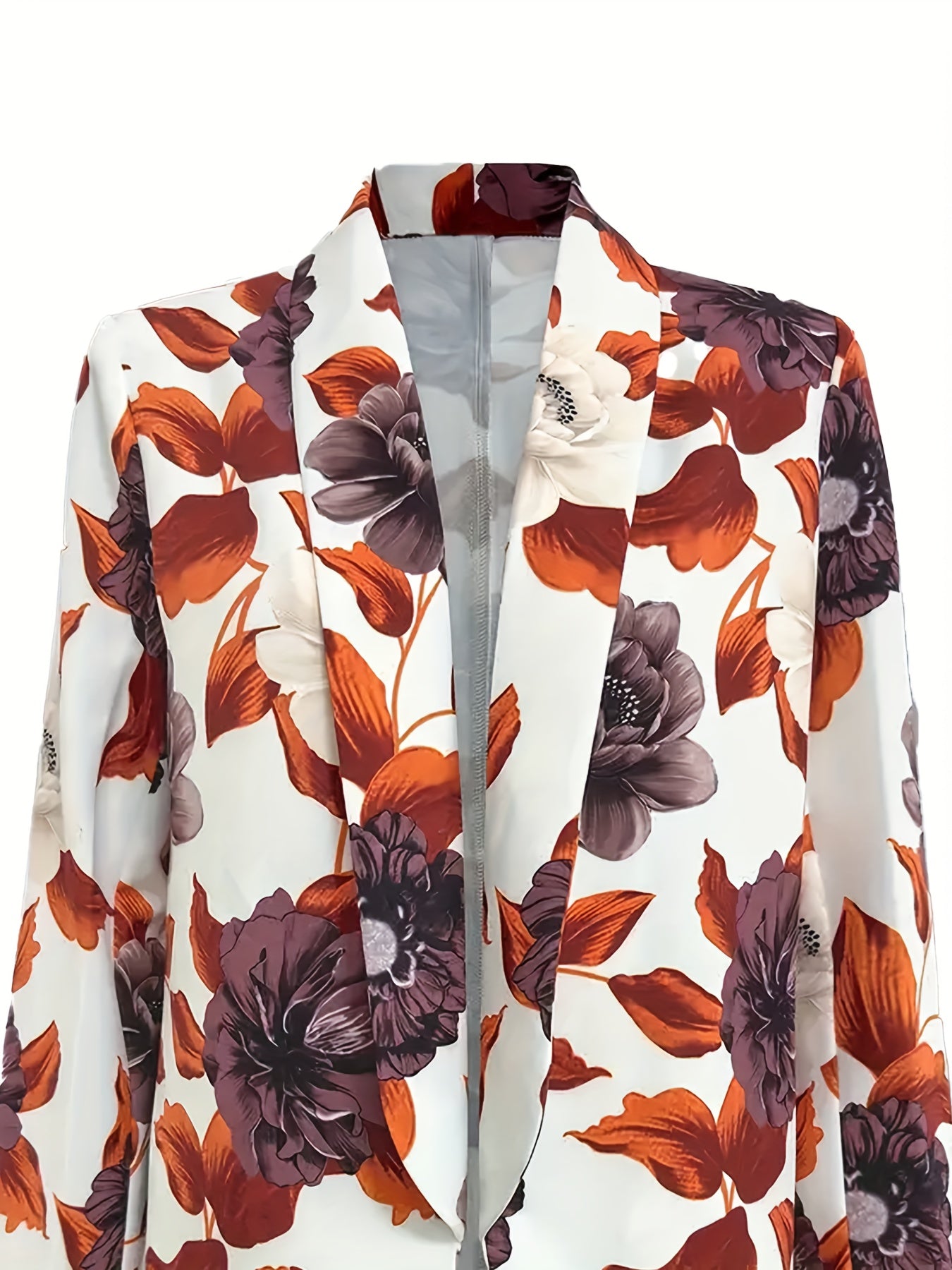 Floral Print Long Sleeve Office Blazer