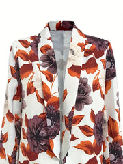 Floral Print Long Sleeve Office Blazer