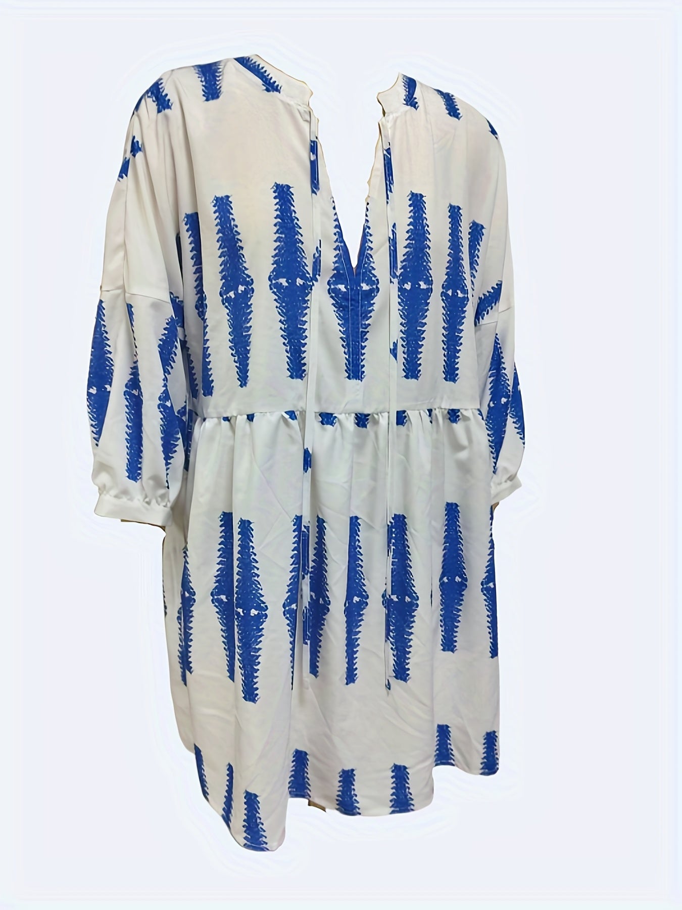Geometric Print Tie Front Mini Dress