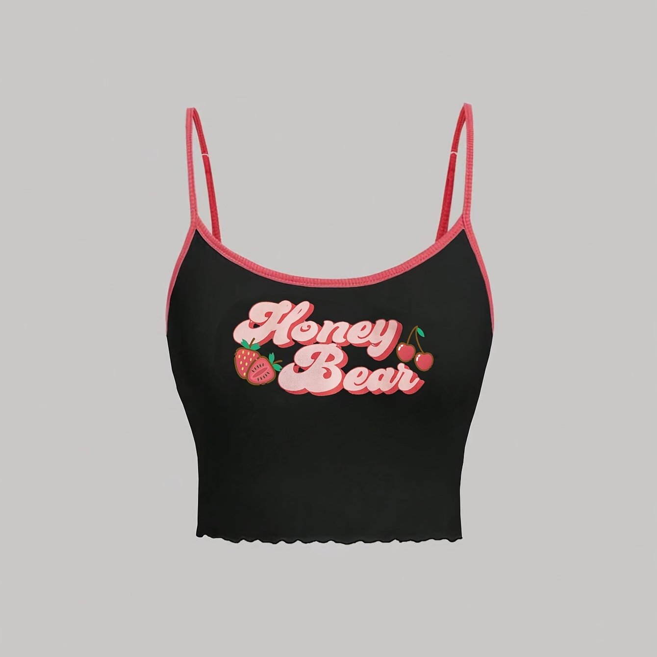 Y2K Spaghetti Top Strawberry Cherry Print Cami