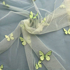 3D Embroidery Butterfly Mesh Lace Fabric Soft Tulle Fabric DIY Dress