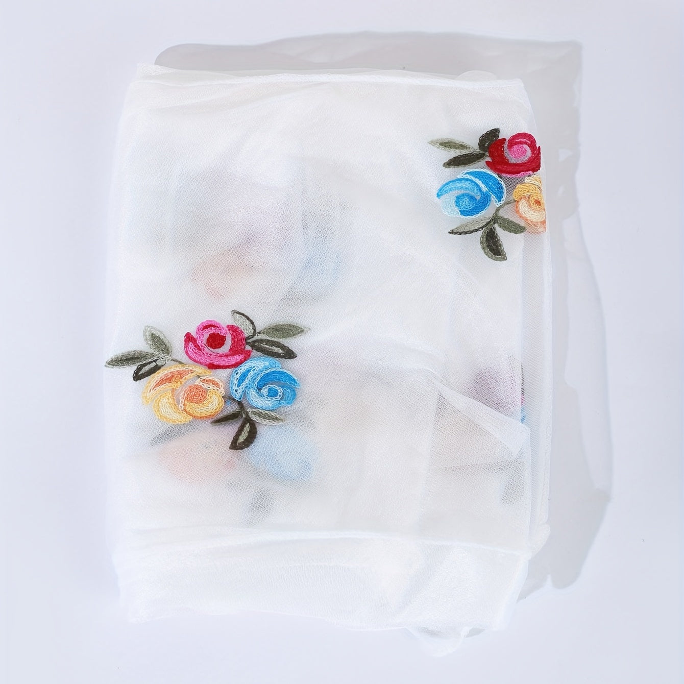Flower Embroidery Tassel Scarf Boho Lace Shawl Head Wrap