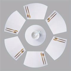 7pcs Waterproof Placemats Set of 6 Fan Shaped & 1 Round