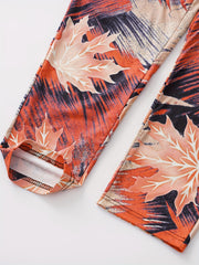 Leaf Print High Stretch Skinny Leggings