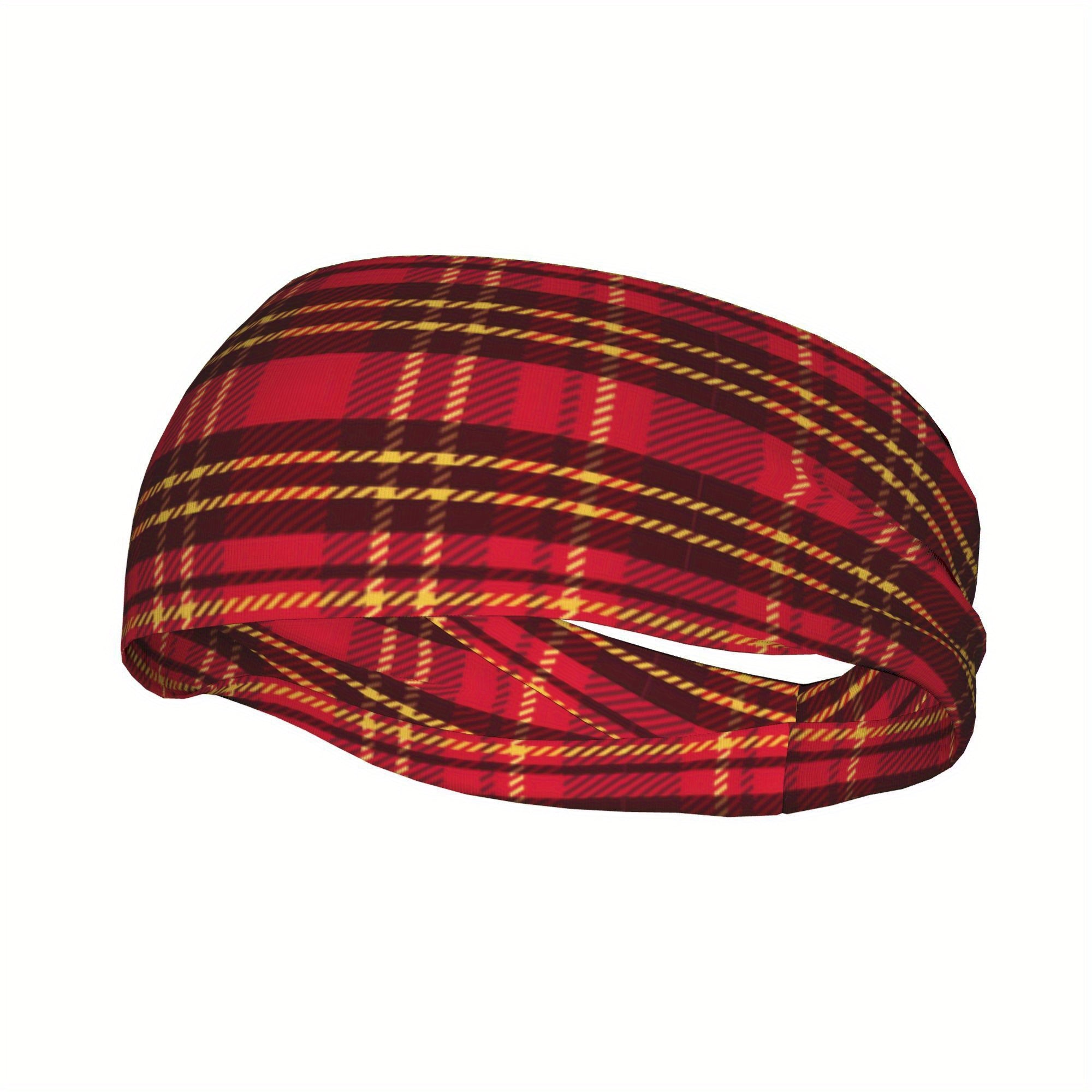 Vintage Plaid Headband Red Striped Sports Casual Outfit Accessory