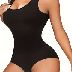 Solid Shaping Bodysuit Crew Neck Tummy Control Slimming Body Shaper