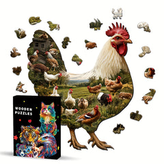 Wooden Puzzle Farm Chicken Trio Vibrant Mixed Colors Brain Stimulation Focus
