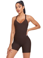 Women's Crisscross Back Bodysuit Tank Shorts